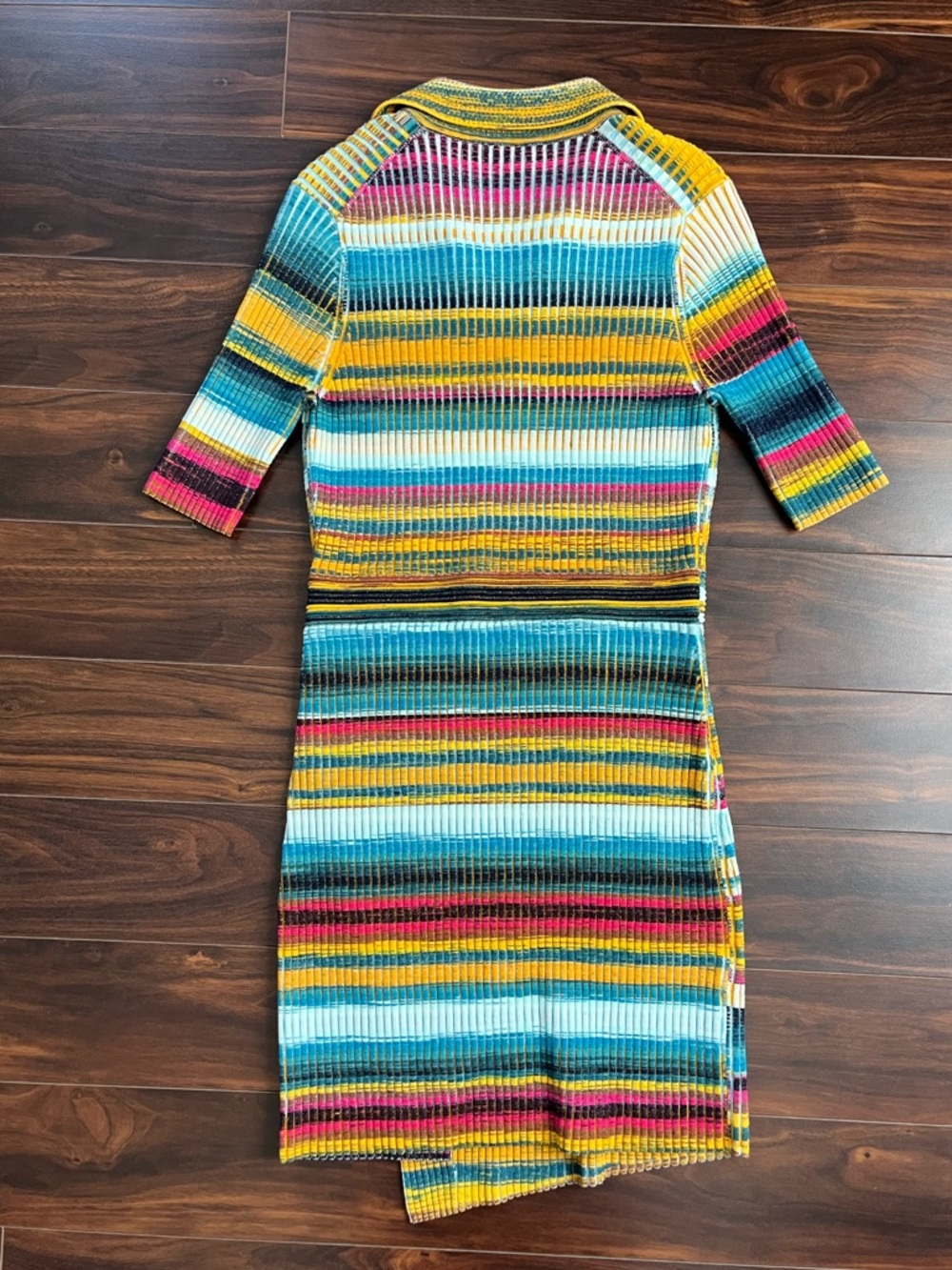 Jonathan Simkhai Solana Polo Mini Wrap Dressing Sunset Space Dye Colorway, L - Picture 4 of 6
